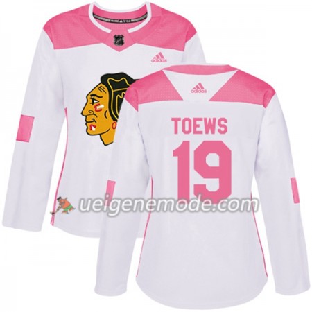 Dame Eishockey Chicago Blackhawks Trikot Jonathan Toews 19 Adidas 2017-2018 Weiß Pink Fashion Authentic